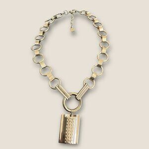 Danni Jo Gold-Tone Chunky Statement Necklace Pendant  Adjustable 15-18 Inches